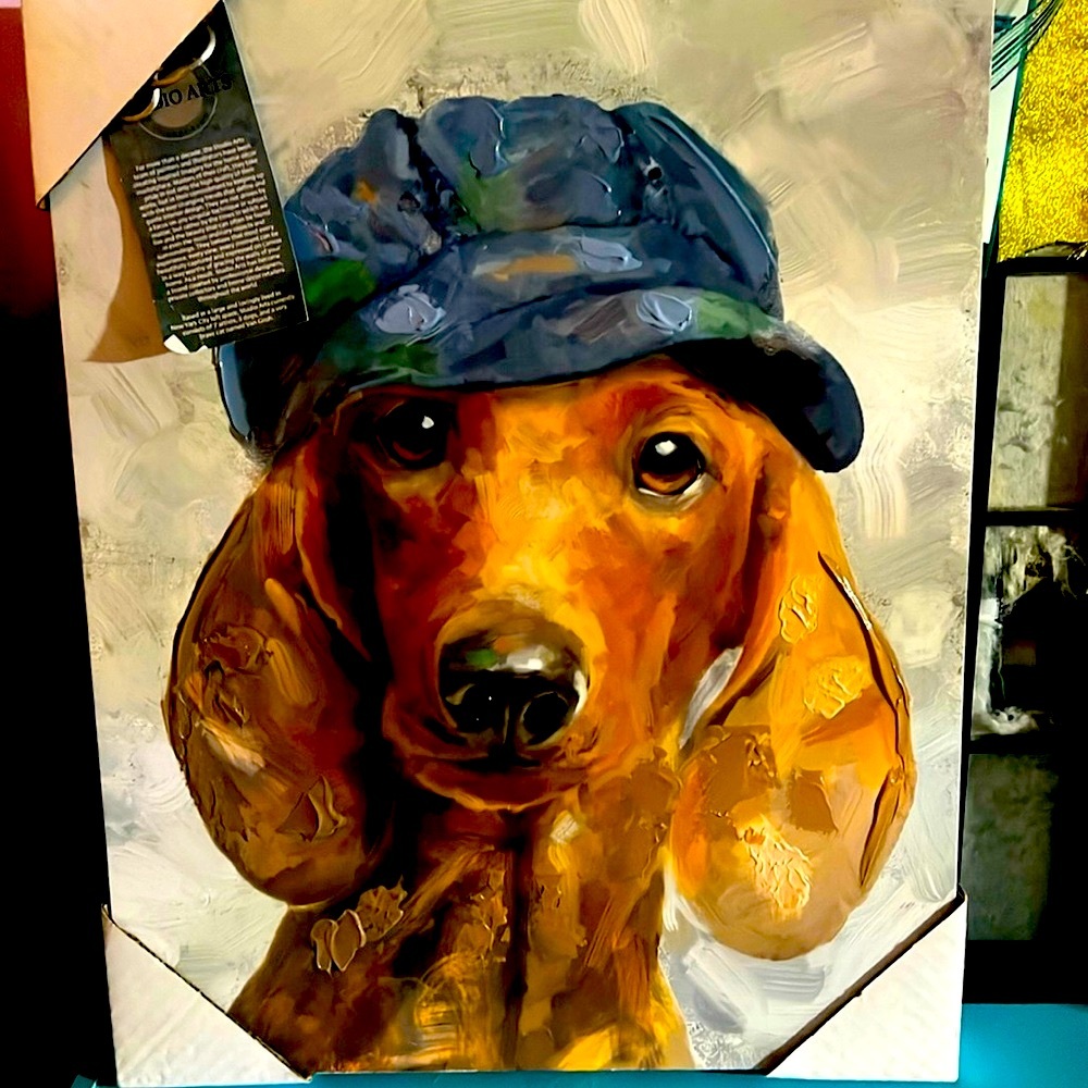 NEW LARGE Gorgeous Red Dachshund canvas painting 17x20